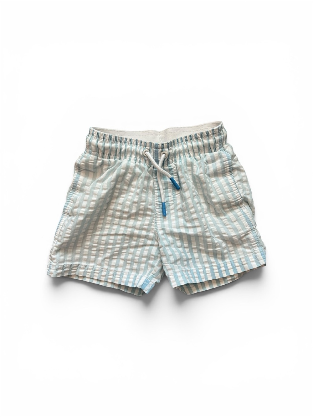 Cat & Jack Boys White and Light Blue Striped Swim Trunks